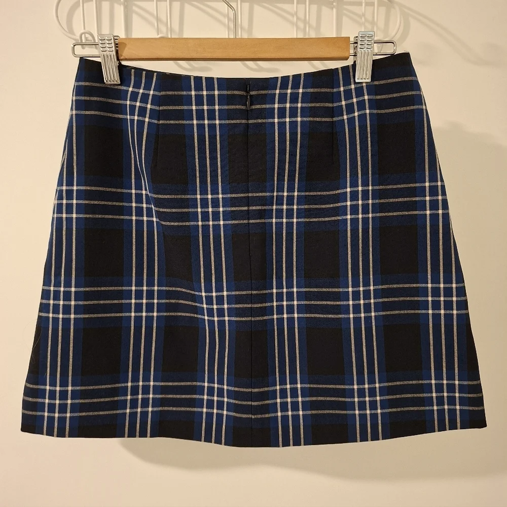 Wilfred Women's Blue & White Preppy Check/Plaid Mini Skirt (Size S) - Picture 4 of 6